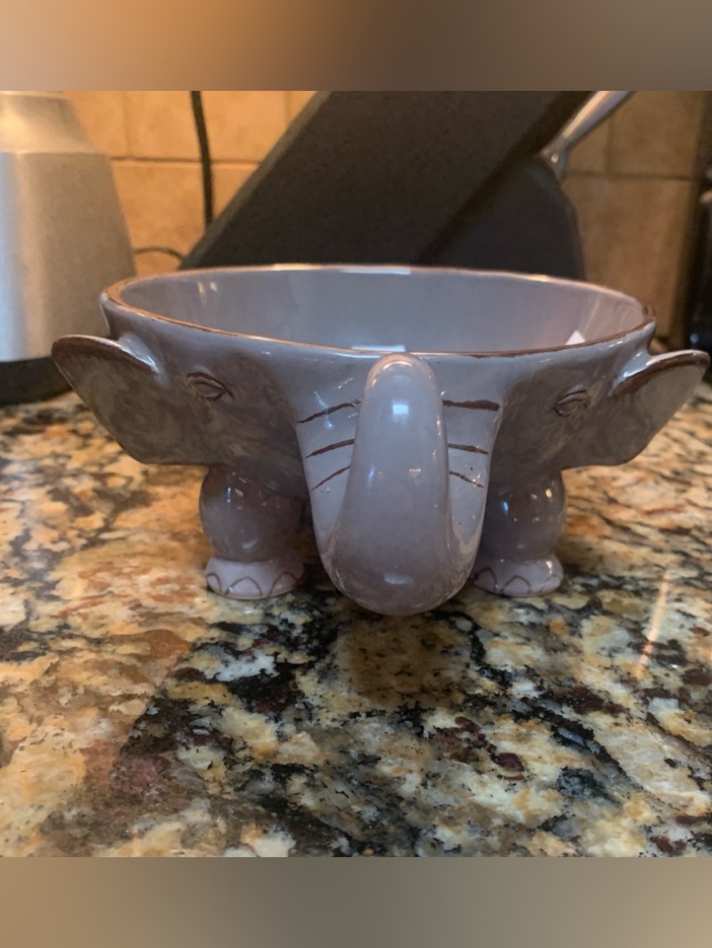 Cost Plus World Market Gray Ceramic Elephant Bowl